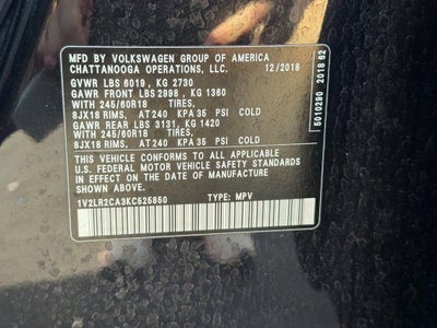 2019 Volkswagen Atlas 3.6L V6 SE