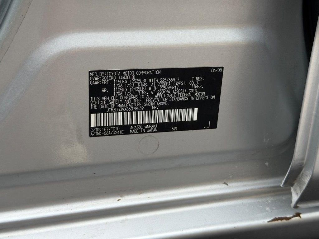 2008 TOYOTA TRUCK RAV4 4DR 2WD 4CYL