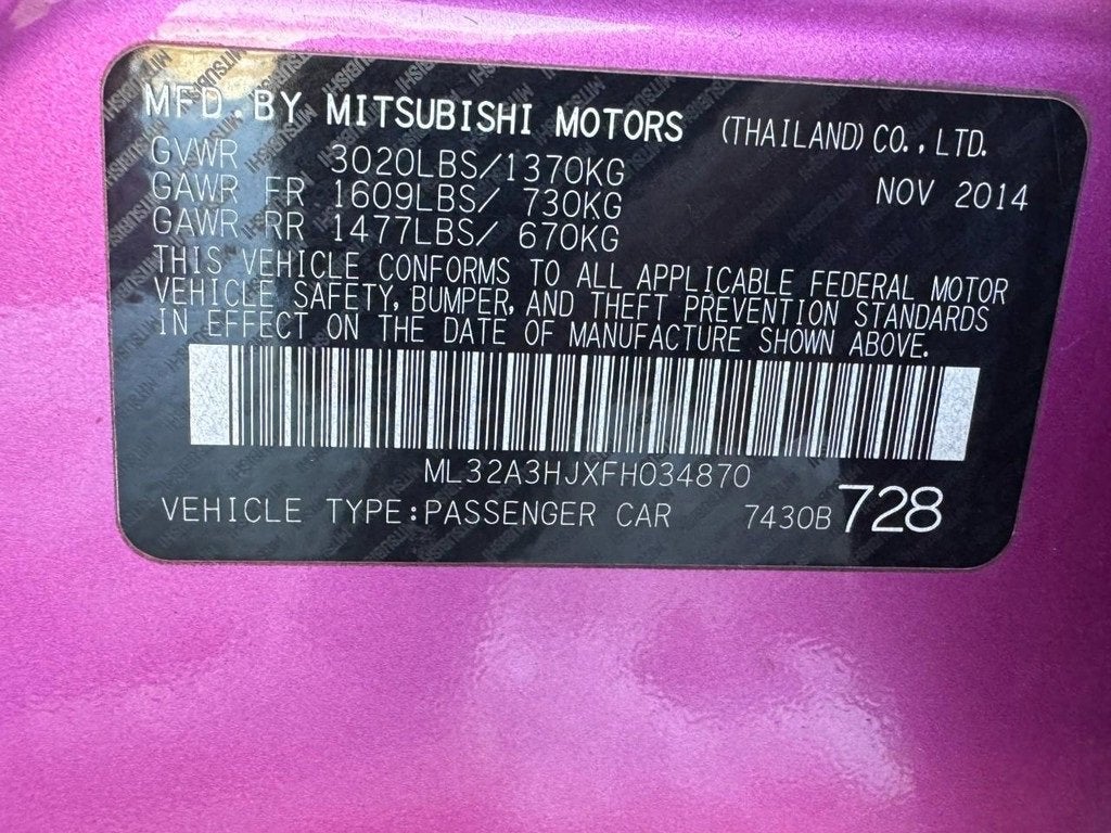 2015 Mitsubishi Mirage DE