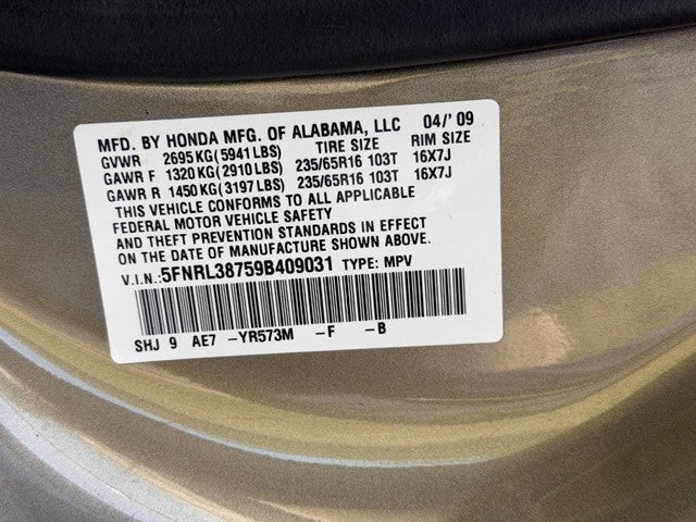 2009 Honda Odyssey 5dr EX-L w/RES & Navi