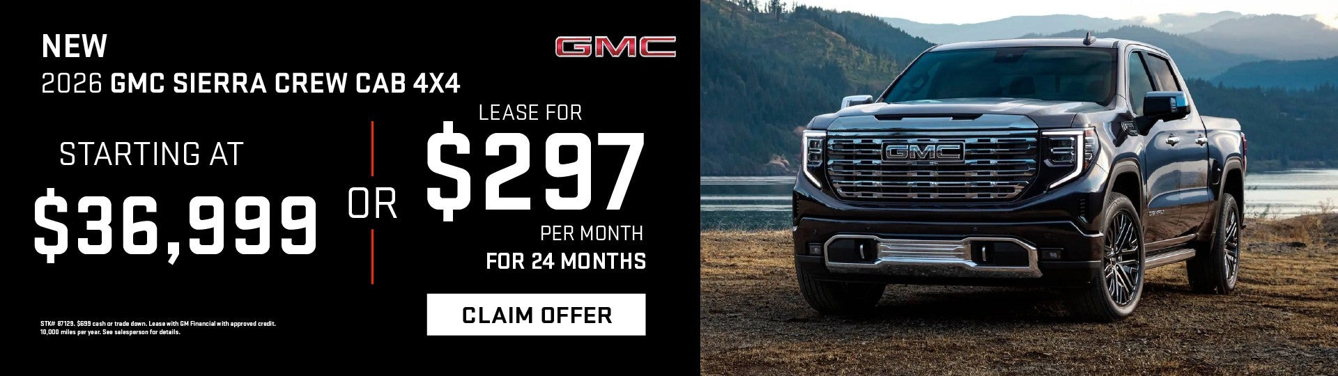 2026 GMC Sierra lease $297