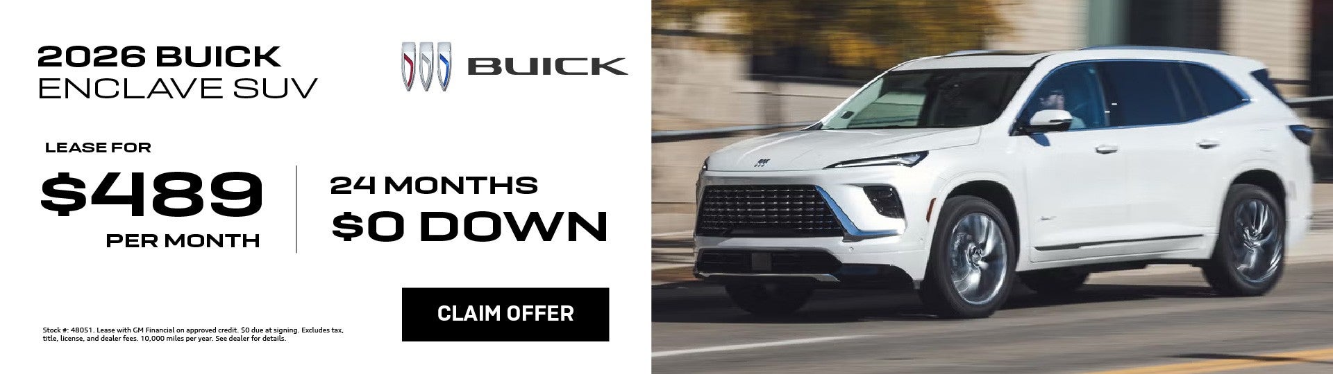 2026 Buick Enclave SUV Lease $489